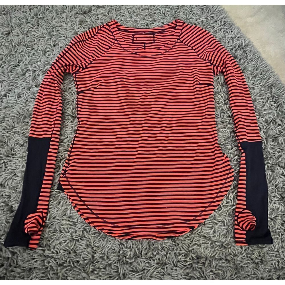 Lululemon Bright Orange & Blue Long Sleeve Running Top